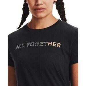 Under Armour Black Tee Shirt w/ White & Gold Decals, “All TogetHER”, Size S, NWT